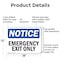 Signmission Exit Sign, Aluminum, 18 in W, 12 in H, Emergency Exit Only OS-2PACK-NS-A-1218-L-11825 - alternate 6